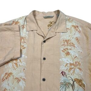 Tommy Bahama Shirt‎ Mens Medium Yellow Hawaiian Floral Camp Shirt Silk